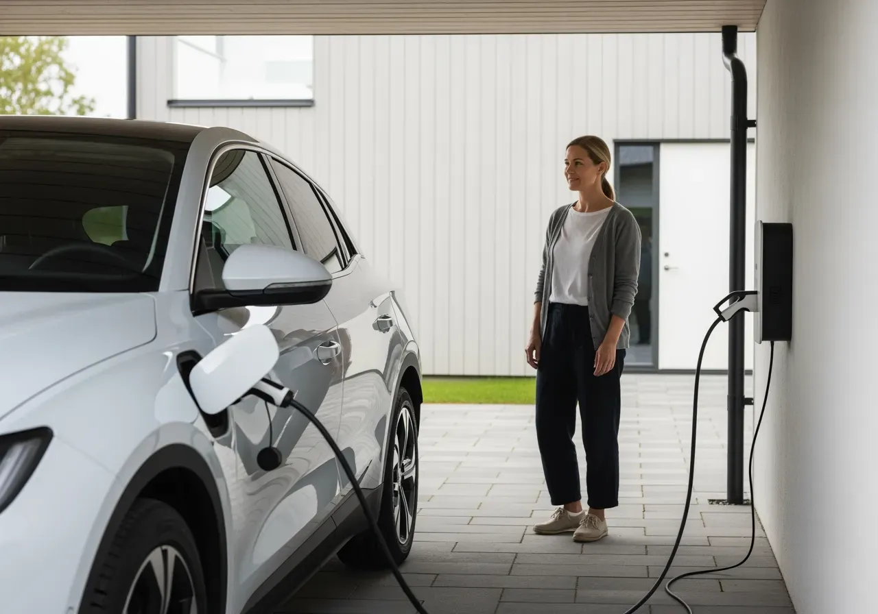 Laddar elbil hemma