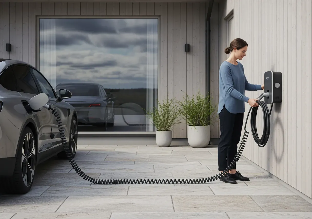 Lång laddkabel för elbil